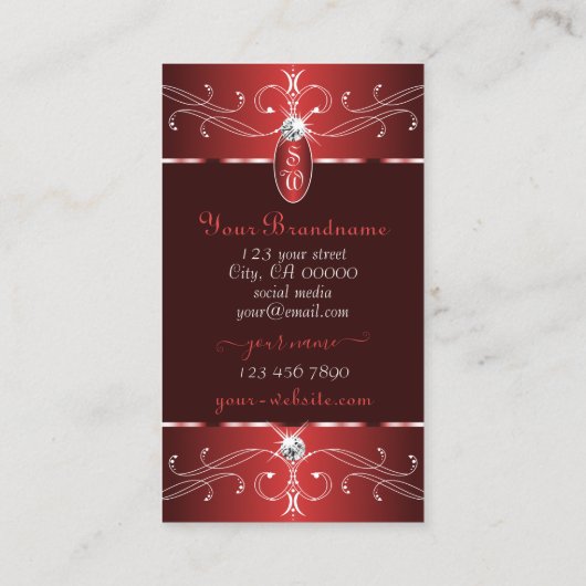 Edele Wijn Rode Bourgogne  Ornamenten Initialen Visitekaartje (Achterkant)