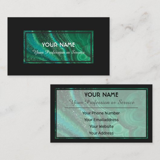 Edelgroen kristalgem visitekaartje (Voorkant / Achterkant)