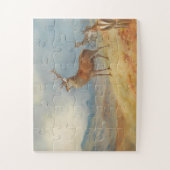 Edelherten in een hoogland landschap, kunst legpuzzel (Verticaal)