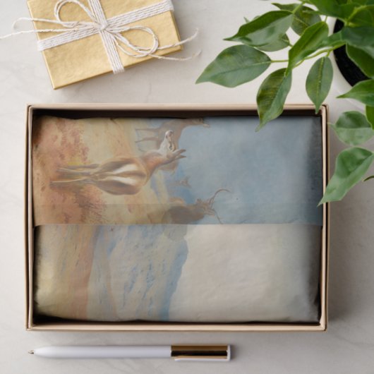 Edelherten in een hoogland landschap, kunst tissuepapier (Geschenk)