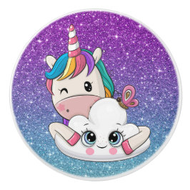 Edelkleurige Unicorn Ceramic Knob. Keramische Knop