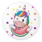 Edelkleurige Unicorn Ceramic Knob. Keramische Knop (Voorkant)