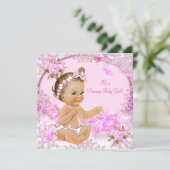 Edelmeisje Baby shower Roze Floral Kaart (Staand voorkant)