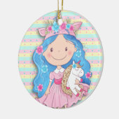 Edelmeisje Cutie met unicorn Kerstmis Keramisch Ornament (Links)