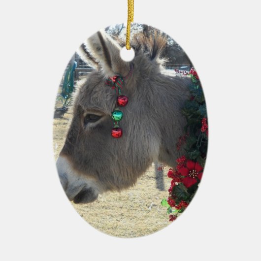 Edeloze Donkey kerstsieraad! Keramisch Ornament (Voorkant)