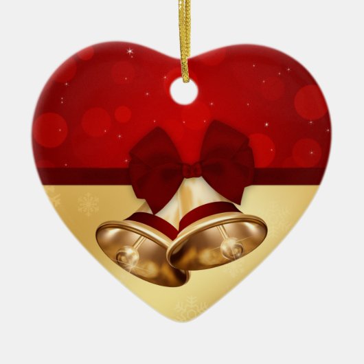 Edeloze gouden kerstcellen keramisch ornament (Voorkant)