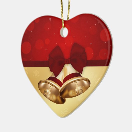 Edeloze gouden kerstcellen keramisch ornament (Links)