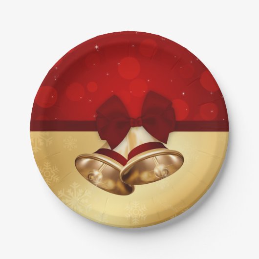 Edeloze gouden kerstcellen papieren bordje (Voorkant)