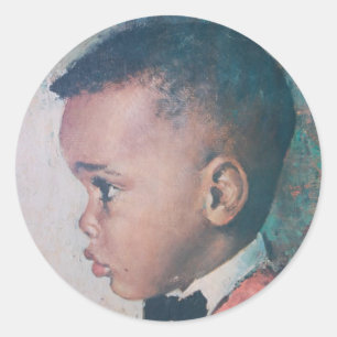 Edeloze kleine zwarte jongen ronde sticker