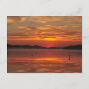 Edeloze ochtend, oranje zonsopgang bij het meer briefkaart