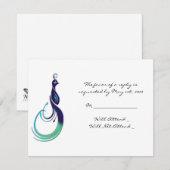 Edeloze pacock in Paarse, Blauwgroen en groene RSVP Kaartje (Voorkant / Achterkant)