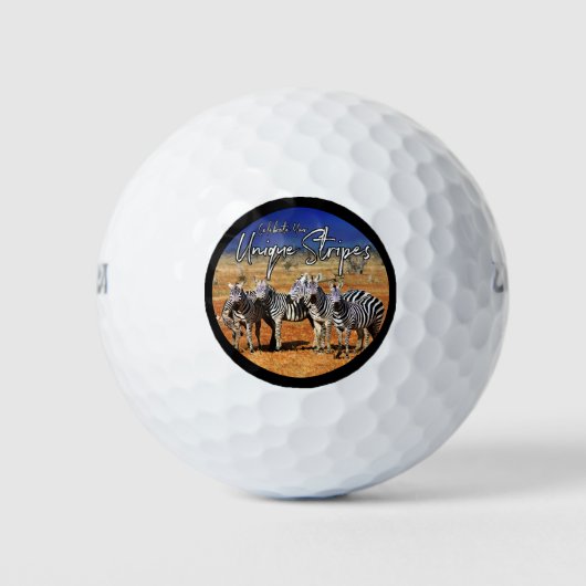 "Edeloze strips" Zebra kunst Golfballen (Voorkant)