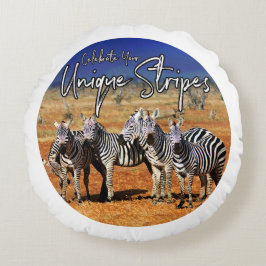 "Edeloze strips" Zebra kunst Rond Kussen