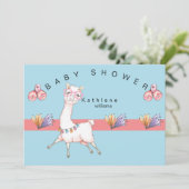 Edelroze en Blauw Baby shower Uitnodiging (Staand voorkant)