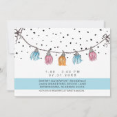 Edelroze en Blauw Baby shower Uitnodiging (Achterkant)