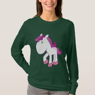 Edelroze en paarse pony t-shirt