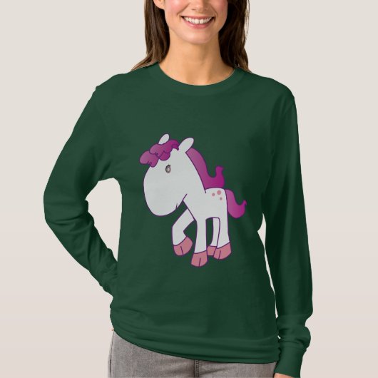 Edelroze en paarse pony t-shirt (Voorkant)