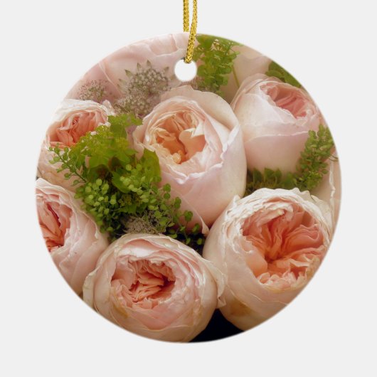 Edelroze rozen keramisch ornament (Voorkant)