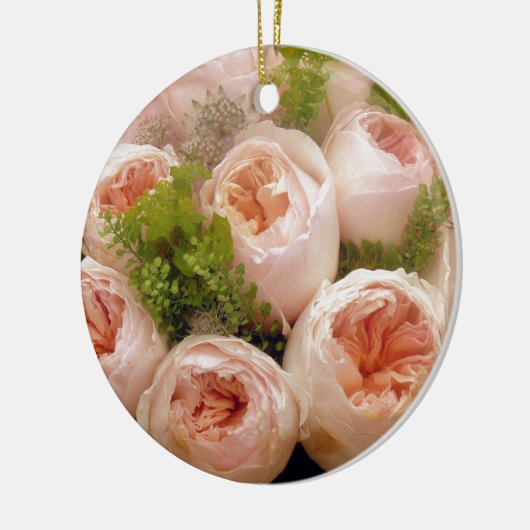 Edelroze rozen keramisch ornament (Links)