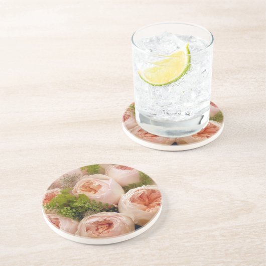 Edelroze rozen zandsteen onderzetter (Zijkant)