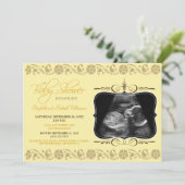 EdelSonogram Baby shower Uitnodiging (geel) (Staand voorkant)