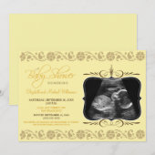 EdelSonogram Baby shower Uitnodiging (geel) (Voorkant / Achterkant)