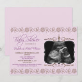 EdelSonogram Baby shower Uitnodiging (lila) (Voorkant / Achterkant)