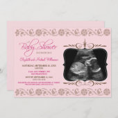 EdelSonogram Baby shower Uitnodiging (roze) (Voorkant / Achterkant)