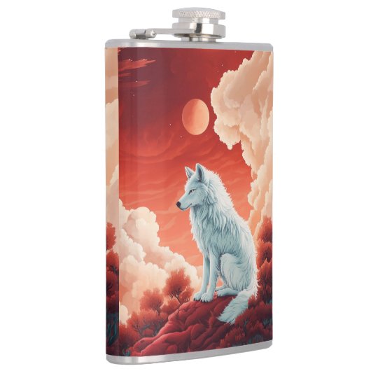 Edelstahl-Flachmann mit mystischem Wolf Flachmann Heupfles (Rechts)