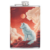 Edelstahl-Flachmann mit mystischem Wolf Flachmann Heupfles (Voorkant)