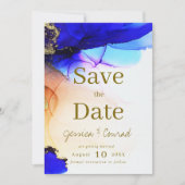 Edelsteen Blauw & Sinaasappel Save The Date (Voorkant)