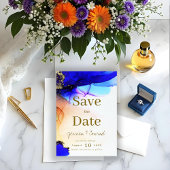 Edelsteen Blauw & Sinaasappel Save The Date