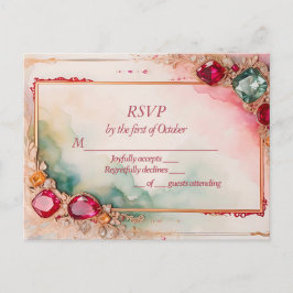 Edelsteen bruiloft RSVP Briefkaart