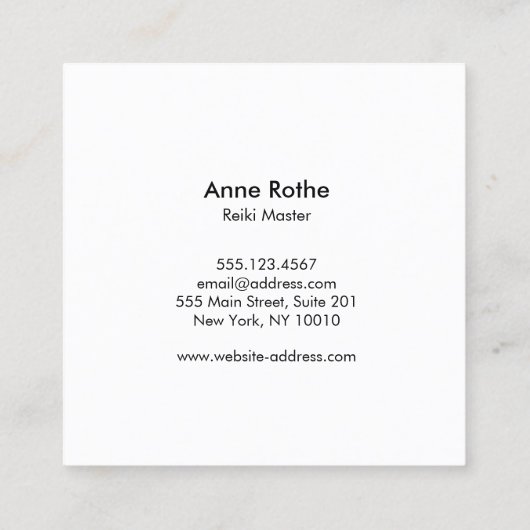 Edelsteen Chakra Energy Reiki Practitioner Vierkante Visitekaartje (Achterkant)