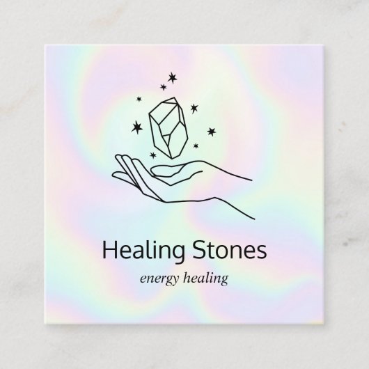 Edelsteen Crystal Chakra Healer Vierkante Visitekaartje (Voorkant)