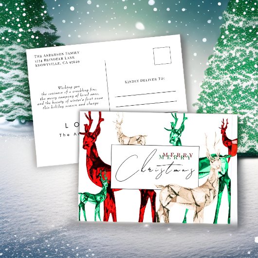 Edelsteen Crystal Rendier Christmas Briefkaart