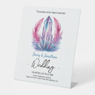 Edelsteen Crystal waterverf bruiloft Reclamebord Met Voetstuk