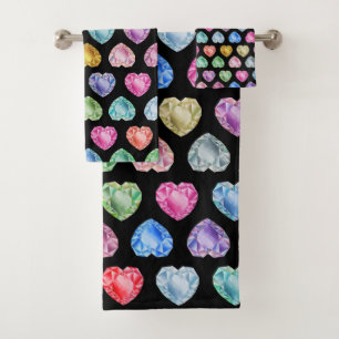 Edelsteen Diamant Hart Schattige Pastel Princess Bad Handdoek