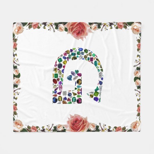 Edelsteen Diamond Initiaal G Monogram Art Fleece Deken (Voorkant (Horizontaal))