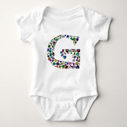 Edelsteen Diamond Initiaal G Monogram Art Romper (Voorkant)