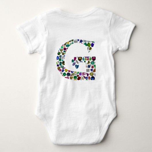 Edelsteen Diamond Initiaal G Monogram Art Romper (Achterkant)