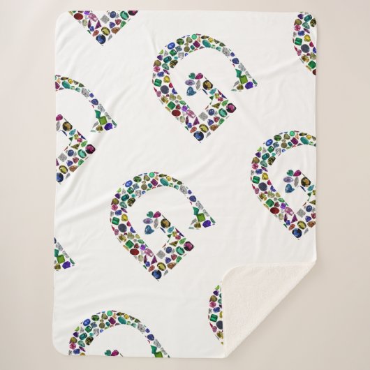 Edelsteen Diamond Initiaal G Monogram Art Sherpa Deken (Voorkant)