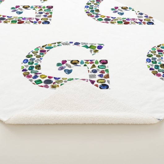 Edelsteen Diamond Initiaal G Monogram Art Sherpa Deken (3/4)