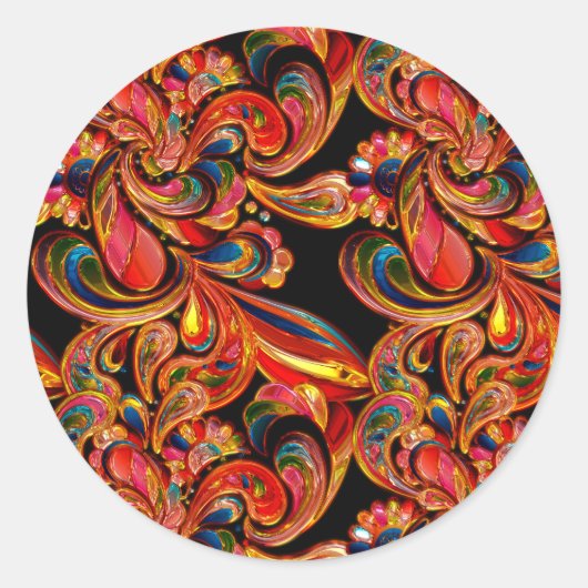 Edelsteen geïnspireerd Art Deco Swirl Ronde Sticker (Voorkant)