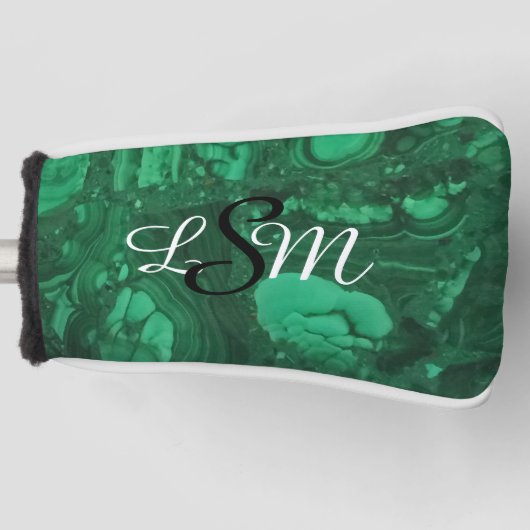 Edelsteen Heldergroen Marmer Monogram Golfheadcover (Voorkant)