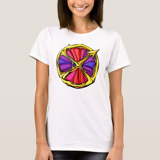 Edelsteen Kleurige Boogschutter Symbool T-shirt (Voorkant)