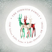 Edelsteen Kristal Rendier Kerst Retouradres Ronde Sticker