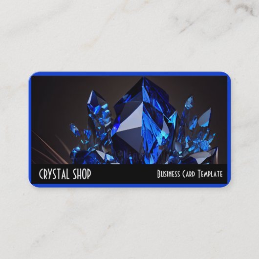 Edelsteen kristallen blauw saffier visitekaartje (Voorkant)