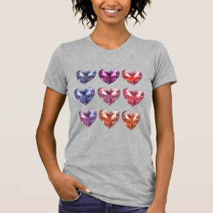 Edelsteen kristallen harten t-shirt