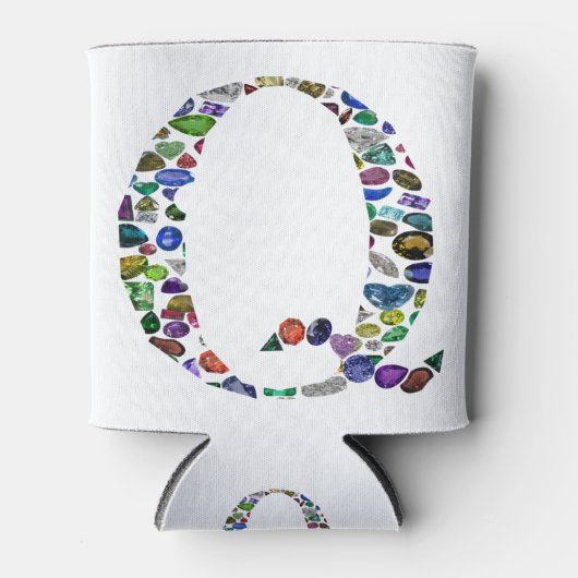 Edelsteen monogram letter Q Blikjeskoeler (Voorkant)